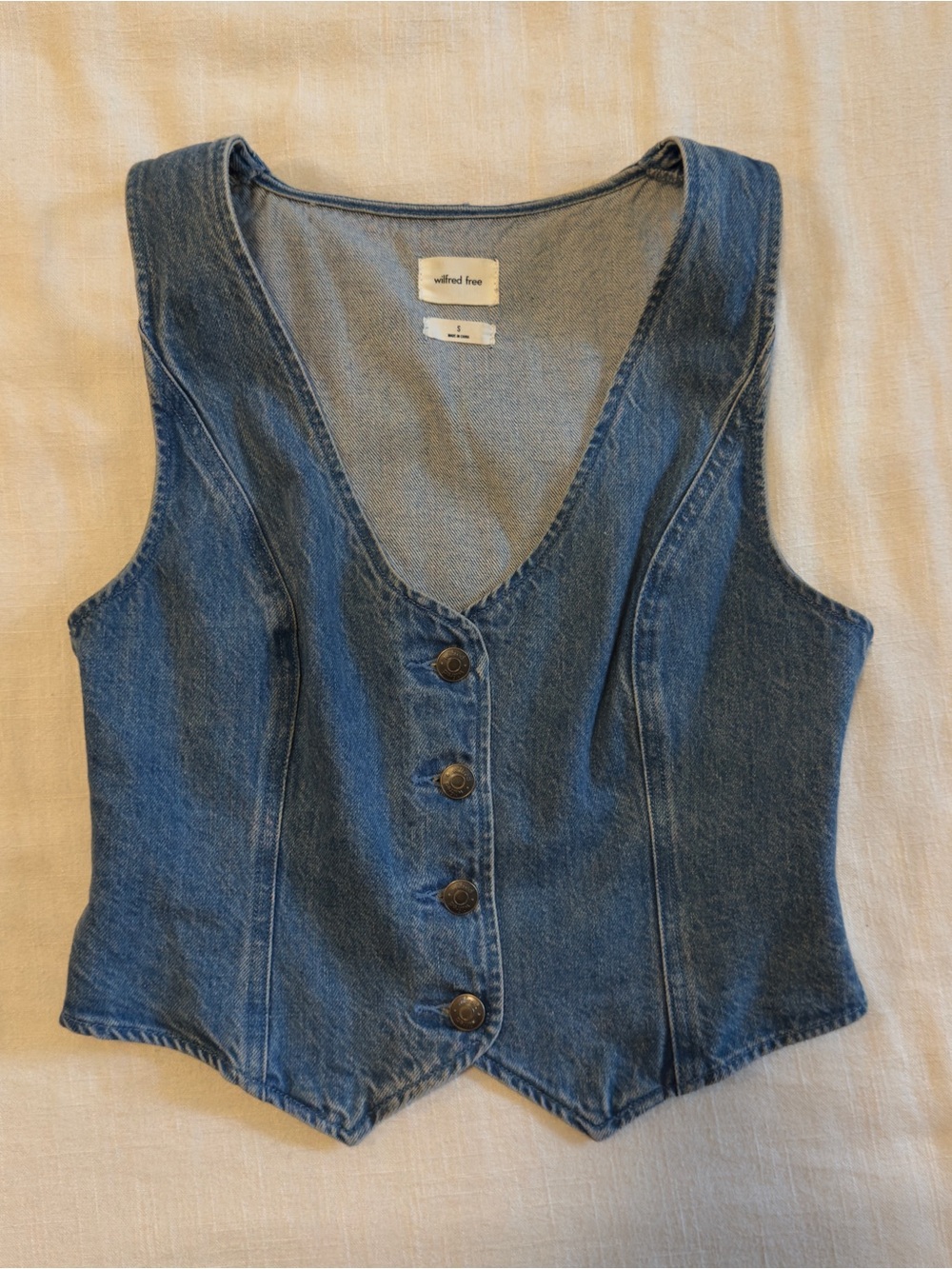 Aritzia Wilfred Free Denim Button-Front Vest